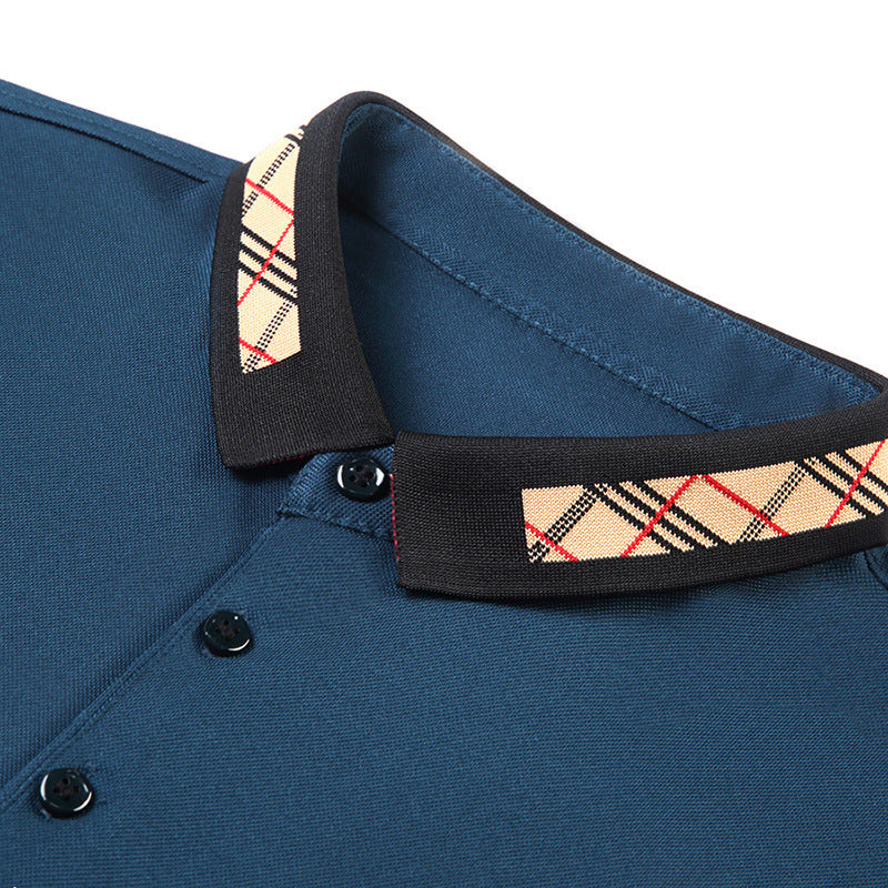 Dad Autumn Long-sleeved T-shirt With Lapel Base For Middle-aged Man.