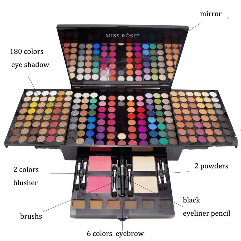 180 Colors Eyes Shadow Blush Set Personalized Piano-shaped Makeup Palette Box.