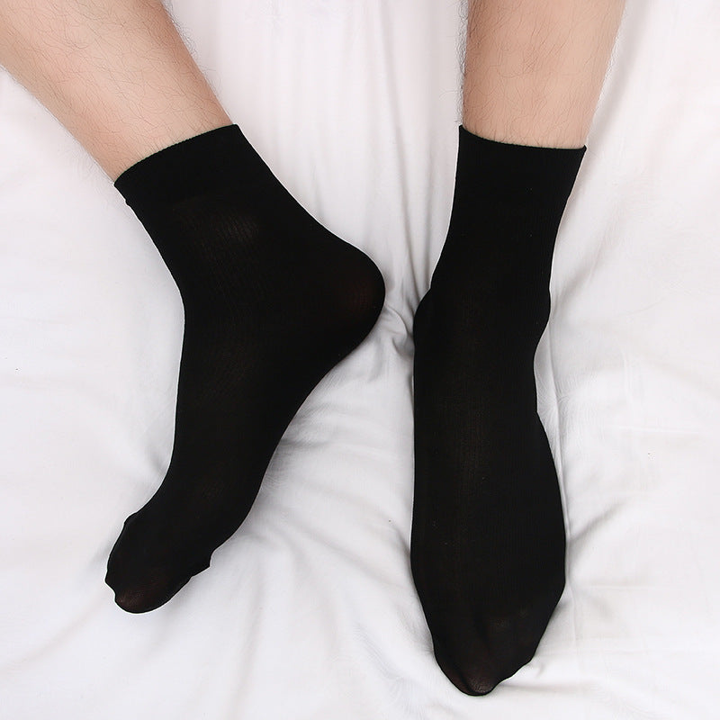 Summer Men's Stockings Short And Thin Mid-Tube Business Socks Men's Bamboo Fiber Stall Gifts.