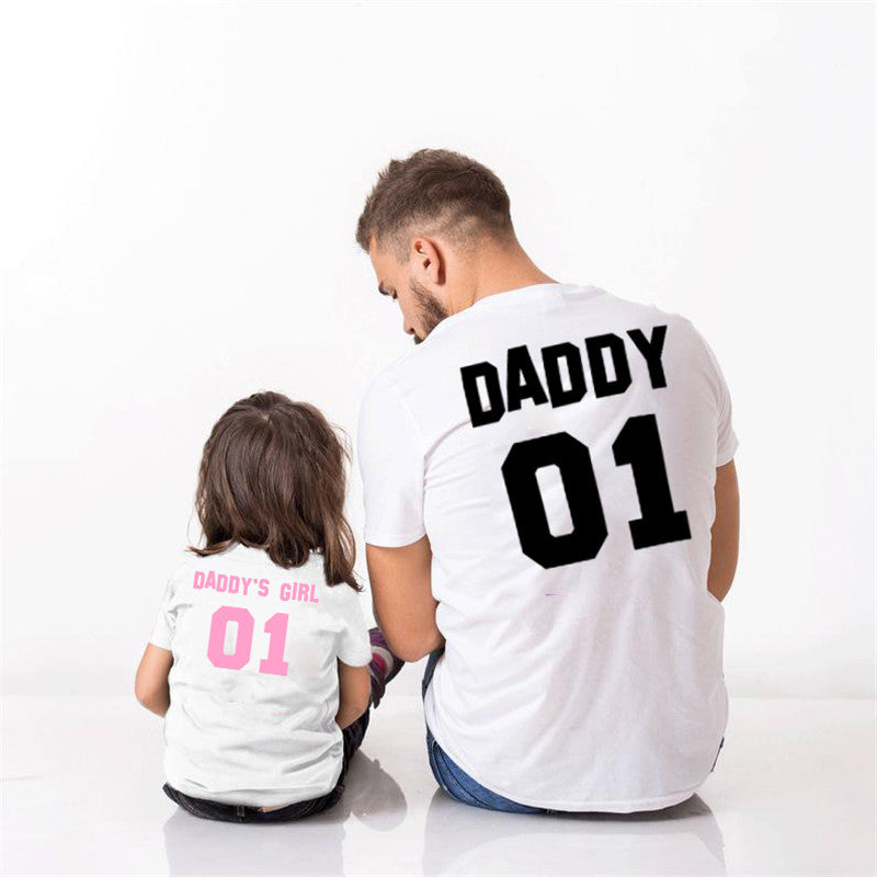 Dad And Girl Short Sleeve T-shirts.