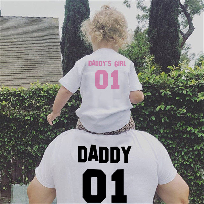 Dad And Girl Short Sleeve T-shirts.
