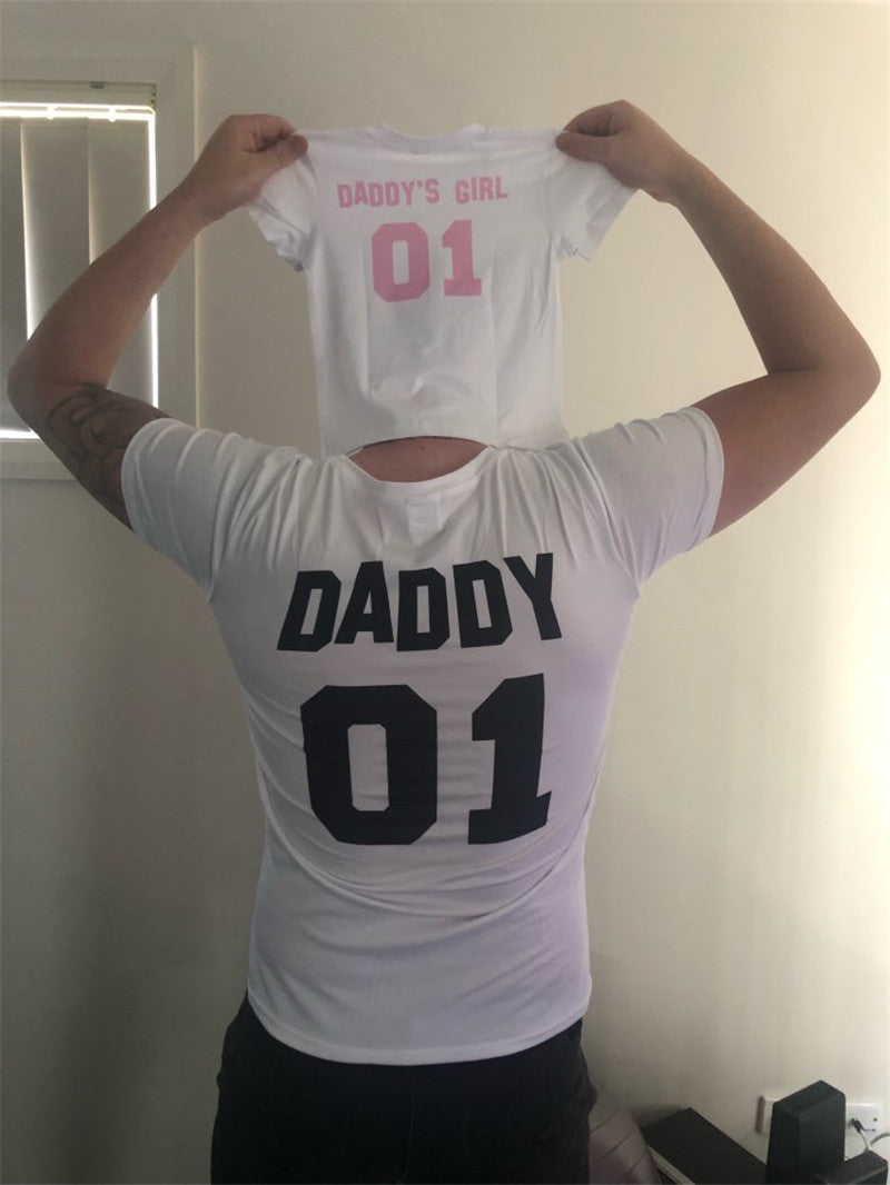 Dad And Girl Short Sleeve T-shirts.