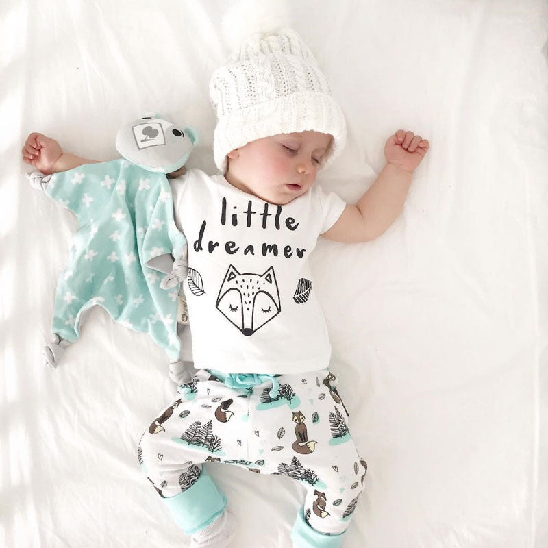 Newborn Baby Clothes Set T-shirt Tops Pants Little Boys and Girls Outfits.
