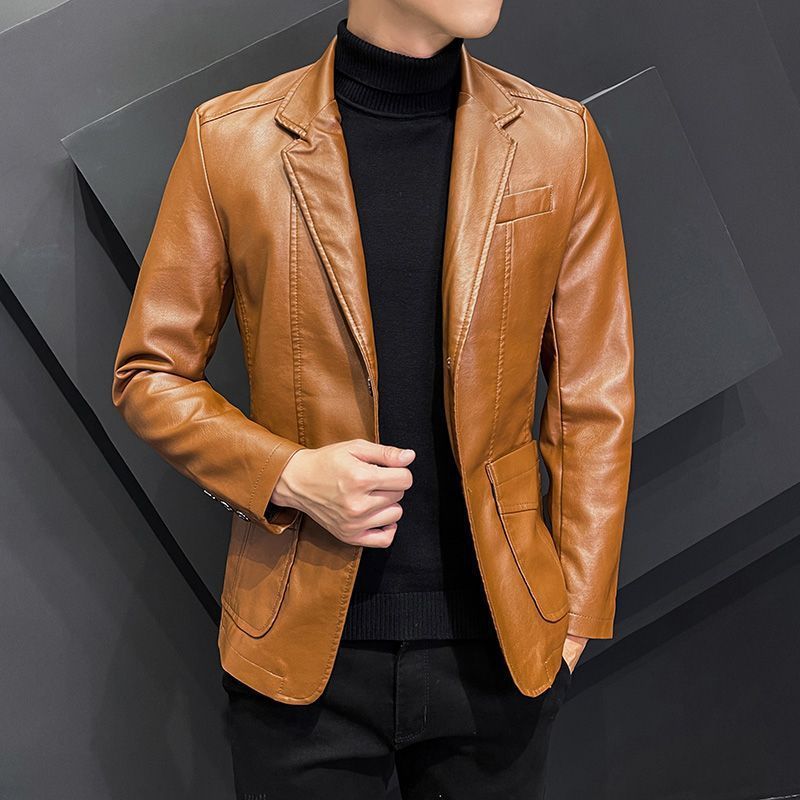 Men's Clothing For Middle-aged Dad Solid Color Polo Collar Coat.