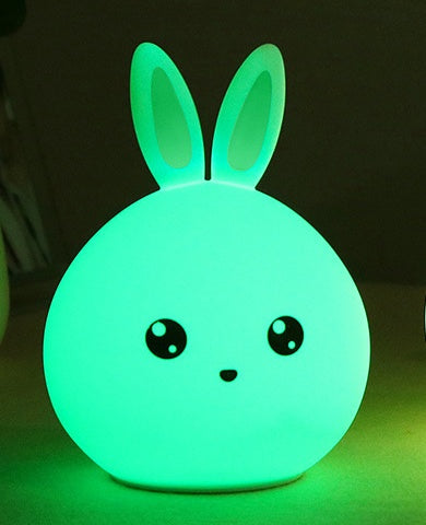 Cute Night Light Animal Rabbit Night lamps Touch Sensor Silicone LED Colorful Lights.
