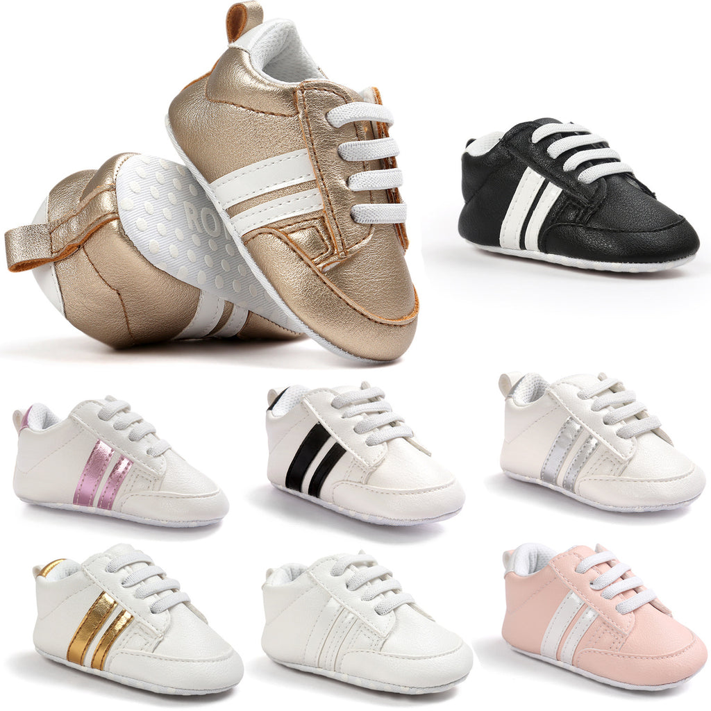 Baby Boy Girl Moccasins Shoes Infant PU Leather Non-slip Soft Newborn Sneakers.