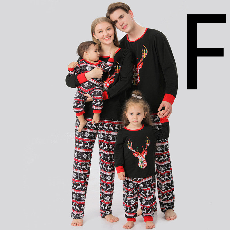 Christmas Family Pajamas Set Clothes For Mom Dad And Son Cartoon Print.
