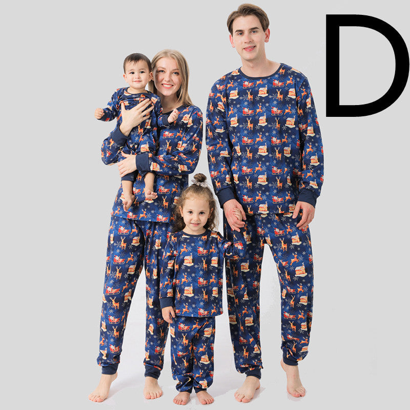 Christmas Family Pajamas Set Clothes For Mom Dad And Son Cartoon Print.