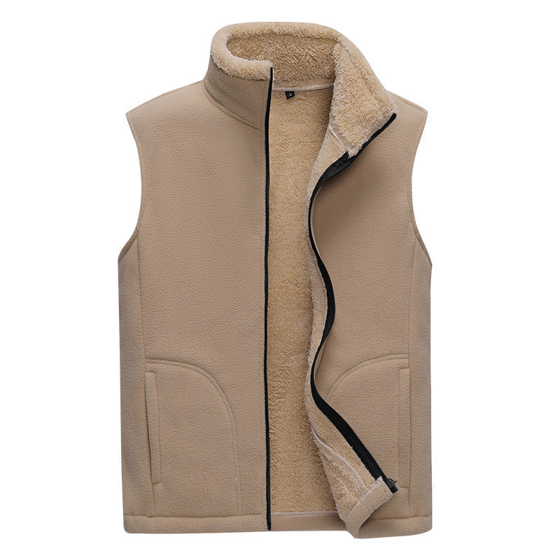 Men's Autumn And Winter Plus Cashmere Dad Casual Warm Vest.