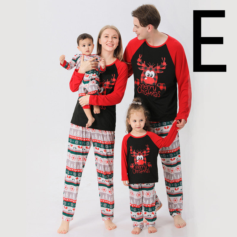 Christmas Family Pajamas Set Clothes For Mom Dad And Son Cartoon Print.