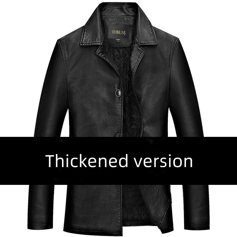 Men's Clothing For Middle-aged Dad Solid Color Polo Collar Coat.