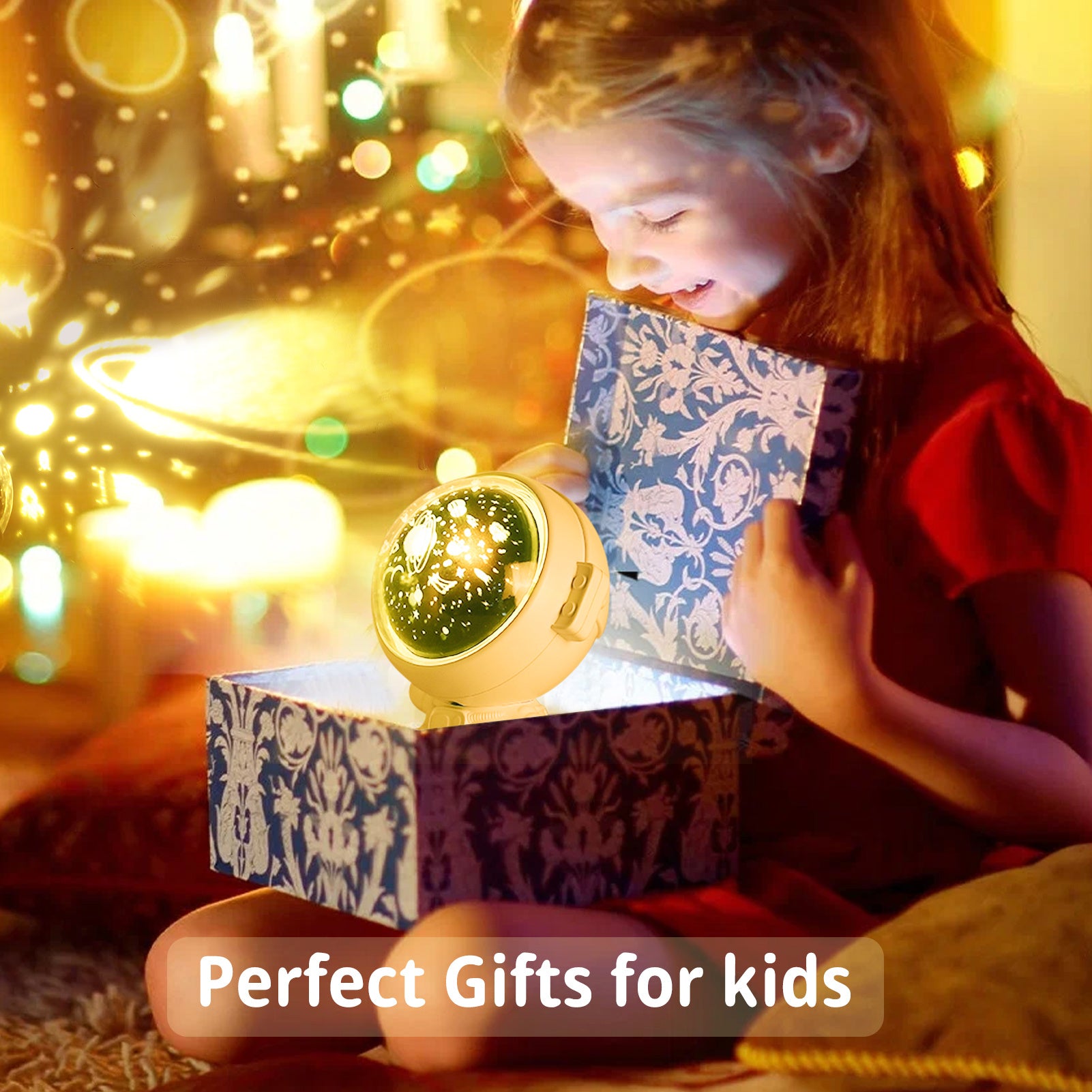 Galaxy Star Projector Starry Sky Night Light Astronaut Lamp Room Decr Gift Child Kids Baby Christmas Spaceman Projection.