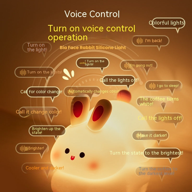 Cute LED Night Light Touch Sensor Cartoon Kid's Nightlights Big Face Rabbit Silicone Night Light Christmas Gift Bedside Lamp Home Decor.
