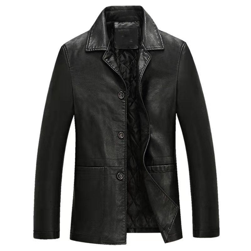 Men's Clothing For Middle-aged Dad Solid Color Polo Collar Coat.
