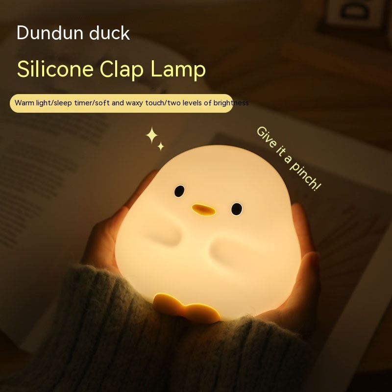 Cute Duck LED Night Lamp Cartoon Silicone USB Rechargeable Sleeping Light Touch Sensor Timing Bedroom Bedside Lamp For Kid Gift Home Decor.
