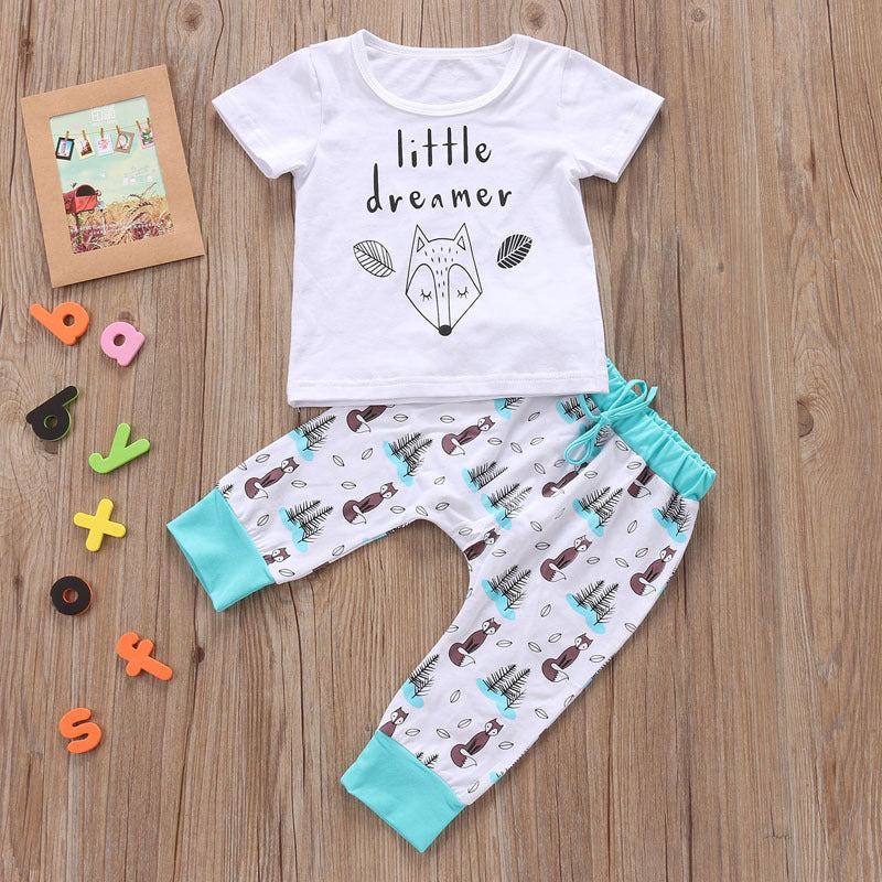 Newborn Baby Clothes Set T-shirt Tops Pants Little Boys and Girls Outfits.