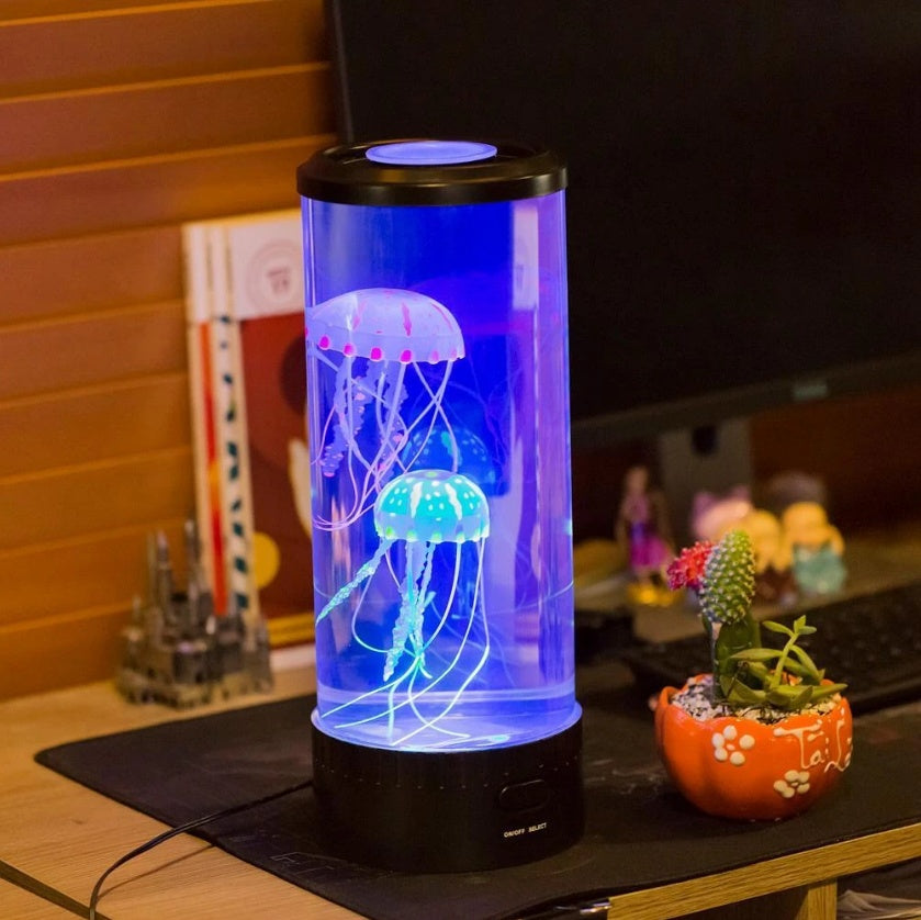 LED Jellyfish Aquarium Lamp Night Light USB Powered.