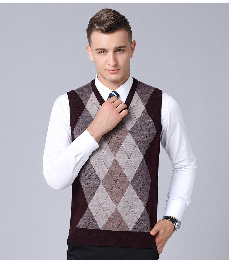 Sweater Fashion Casual Loose Vest Dad Outfit.