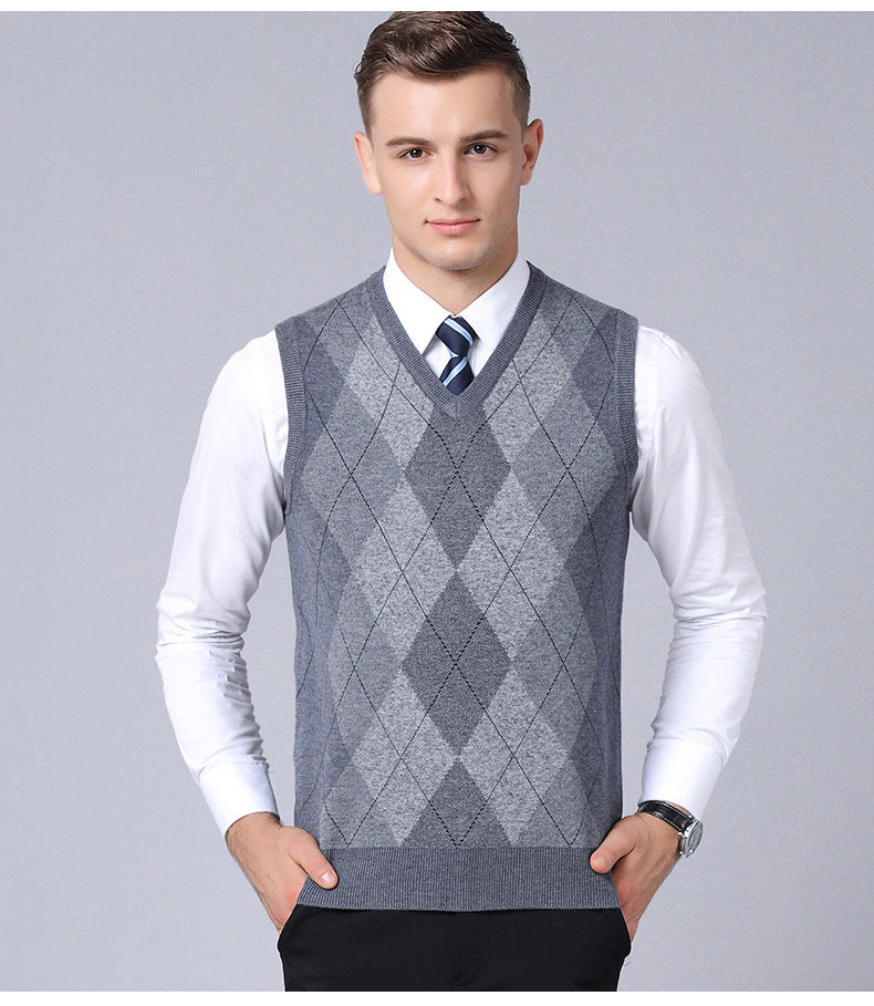 Sweater Fashion Casual Loose Vest Dad Outfit.