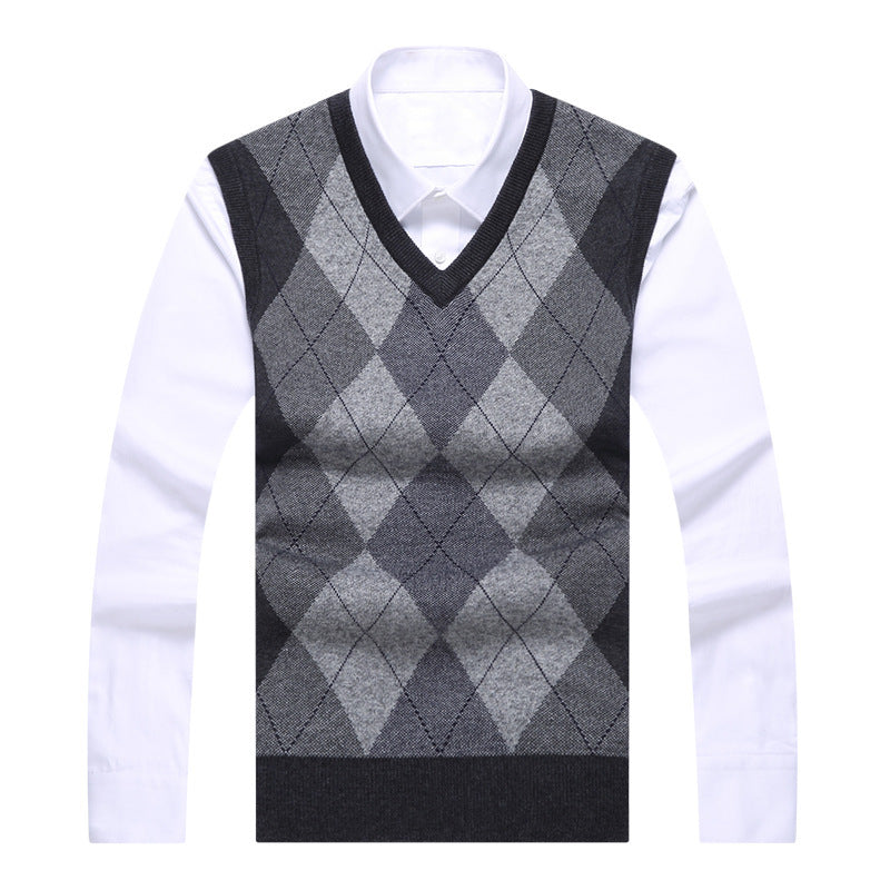 Sweater Fashion Casual Loose Vest Dad Outfit.