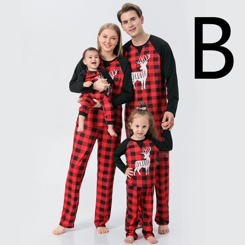Christmas Family Pajamas Set Clothes For Mom Dad And Son Cartoon Print.