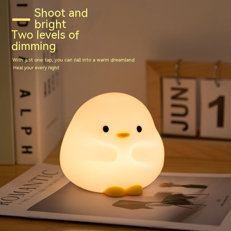 Cute Duck LED Night Lamp Cartoon Silicone USB Rechargeable Sleeping Light Touch Sensor Timing Bedroom Bedside Lamp For Kid Gift Home Decor.