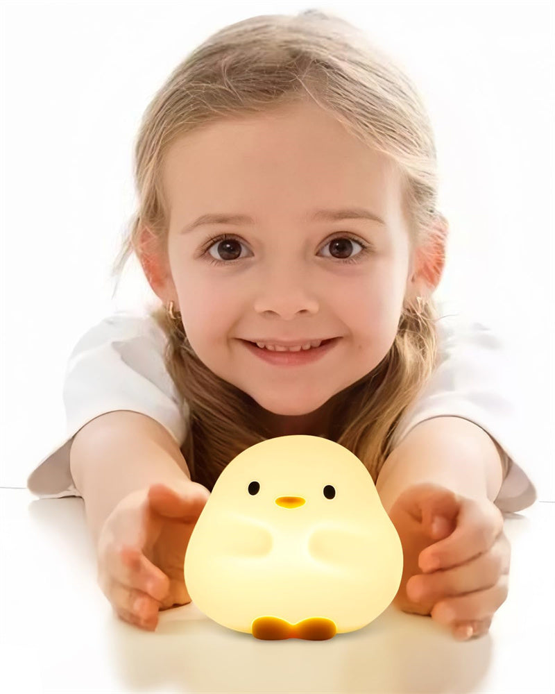 Cute Duck LED Night Lamp Cartoon Silicone USB Rechargeable Sleeping Light Touch Sensor Timing Bedroom Bedside Lamp For Kid Gift Home Decor.