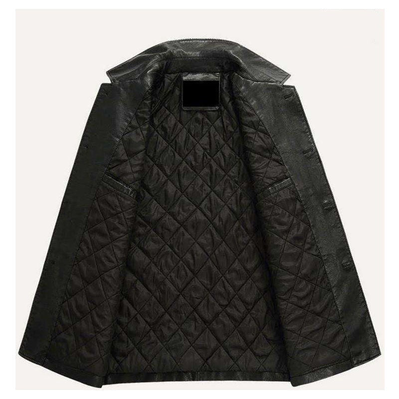 Men's Clothing For Middle-aged Dad Solid Color Polo Collar Coat.