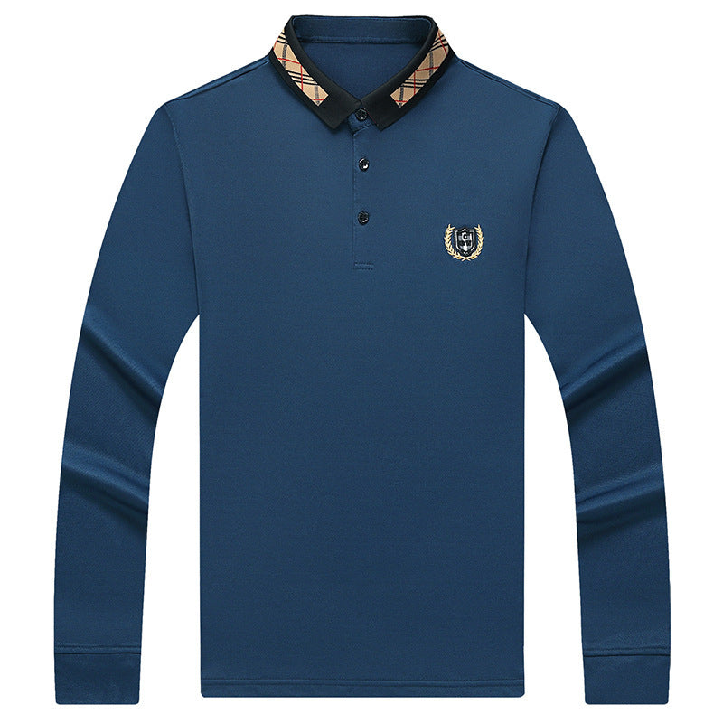 Dad Autumn Long-sleeved T-shirt With Lapel Base For Middle-aged Man.