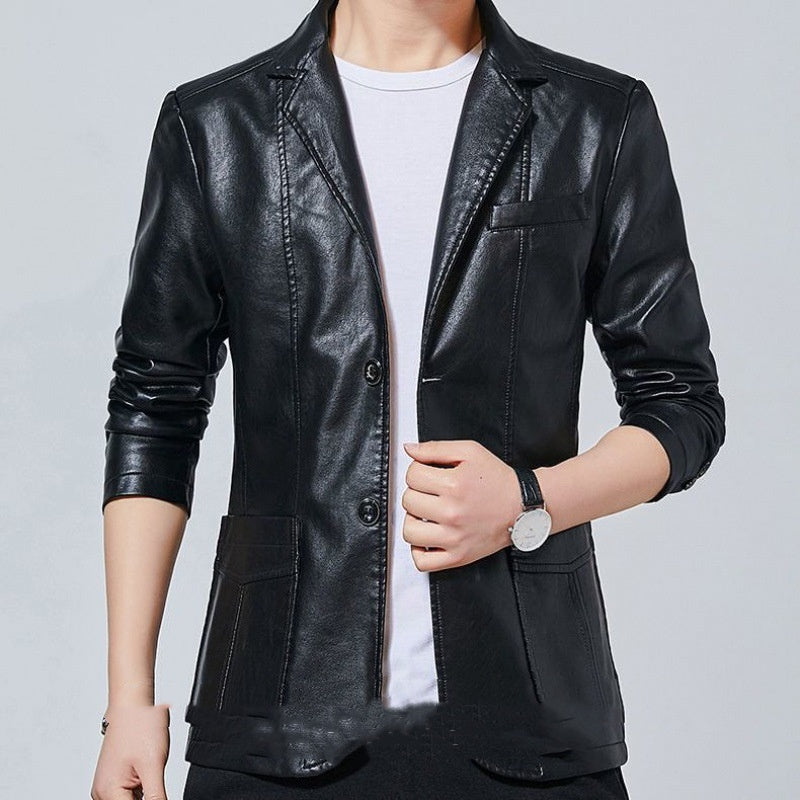 Men's Clothing For Middle-aged Dad Solid Color Polo Collar Coat.
