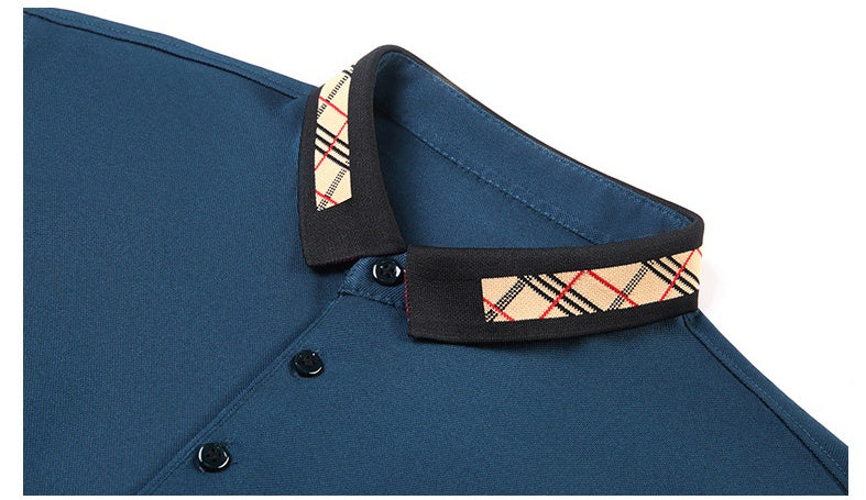 Dad Autumn Long-sleeved T-shirt With Lapel Base For Middle-aged Man.