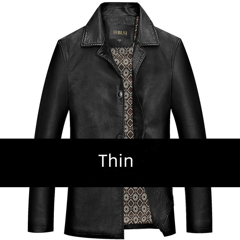 Men's Clothing For Middle-aged Dad Solid Color Polo Collar Coat.