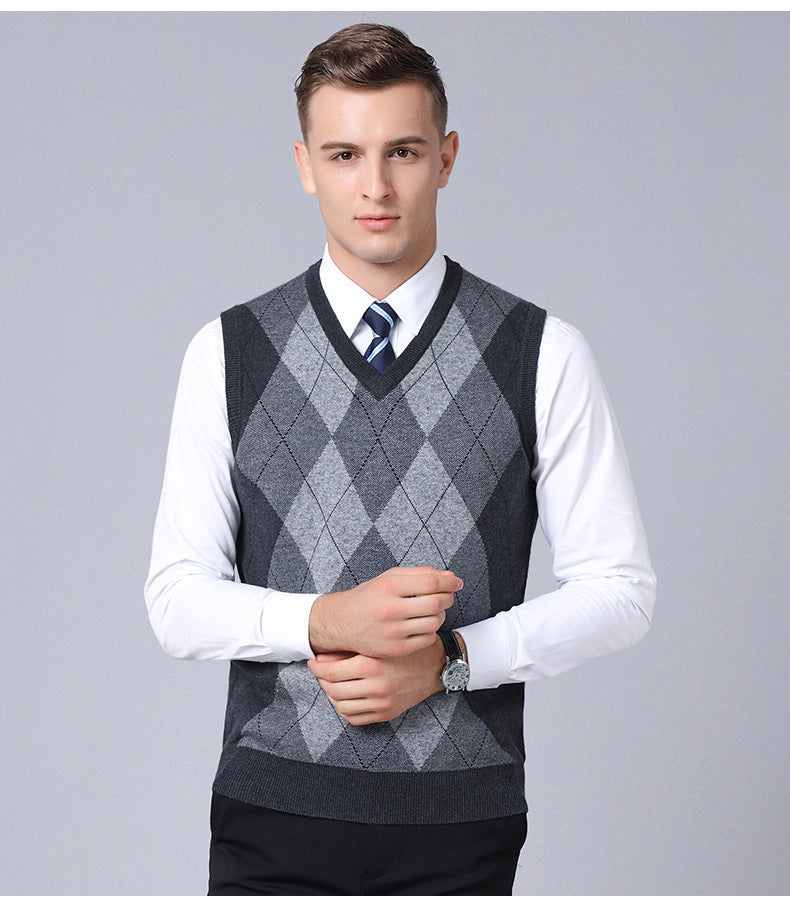 Sweater Fashion Casual Loose Vest Dad Outfit.