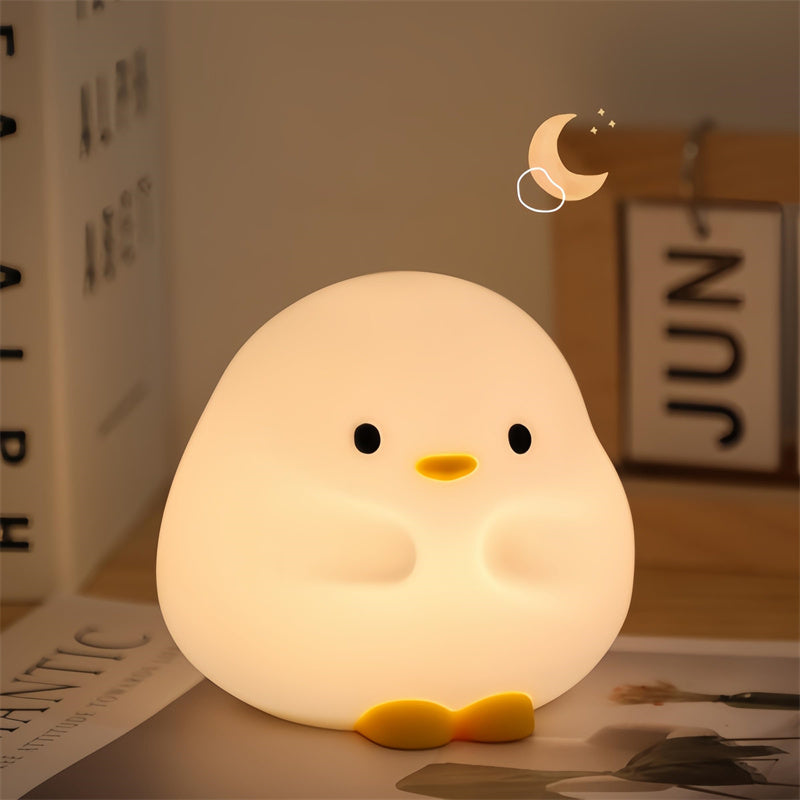 Cute Duck LED Night Lamp Cartoon Silicone USB Rechargeable Sleeping Light Touch Sensor Timing Bedroom Bedside Lamp For Kid Gift Home Decor.