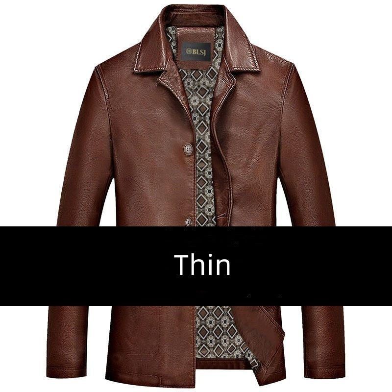 Men's Clothing For Middle-aged Dad Solid Color Polo Collar Coat.