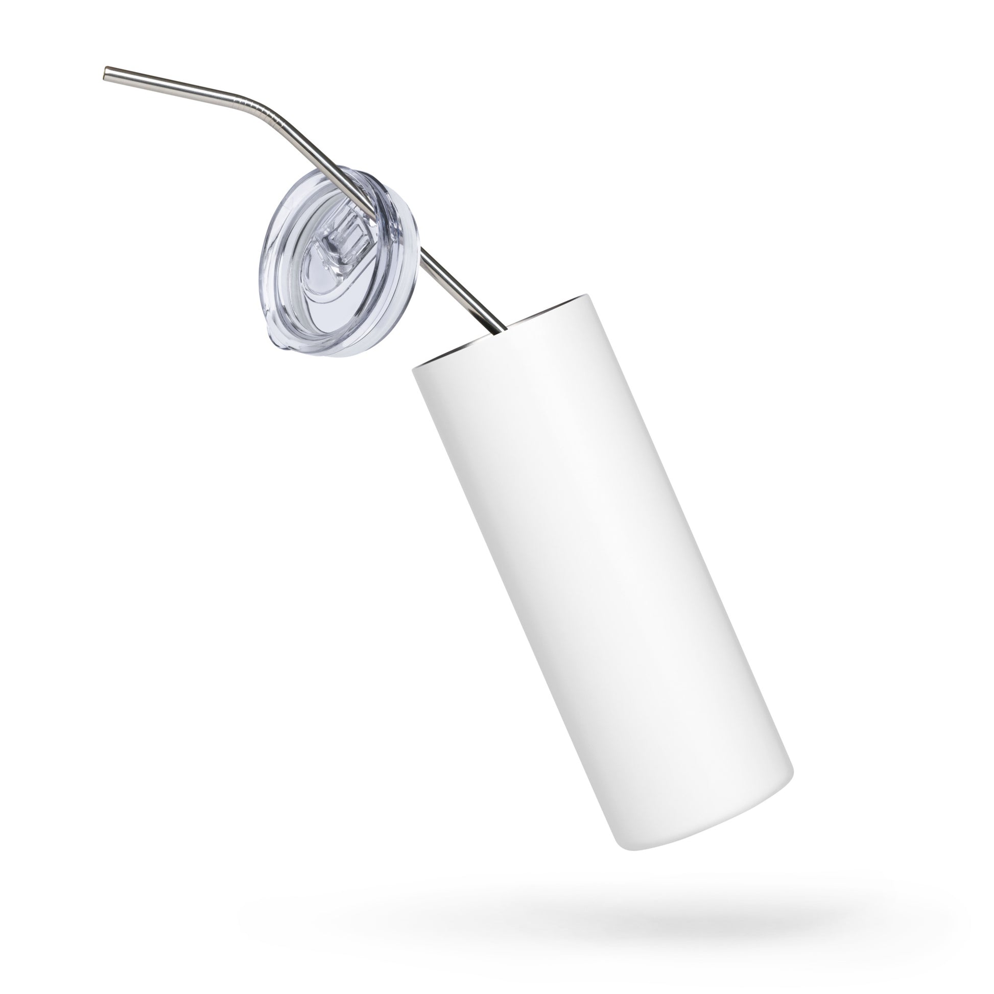 Stainless steel tumbler.