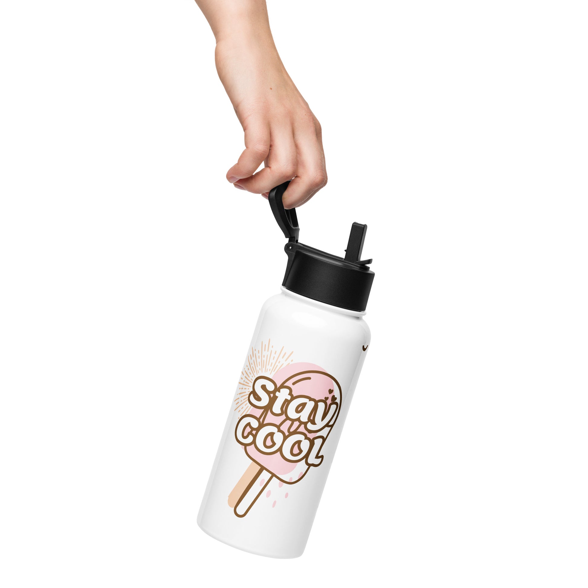 Stainless Steel Water Bottle with a Straw Lid.