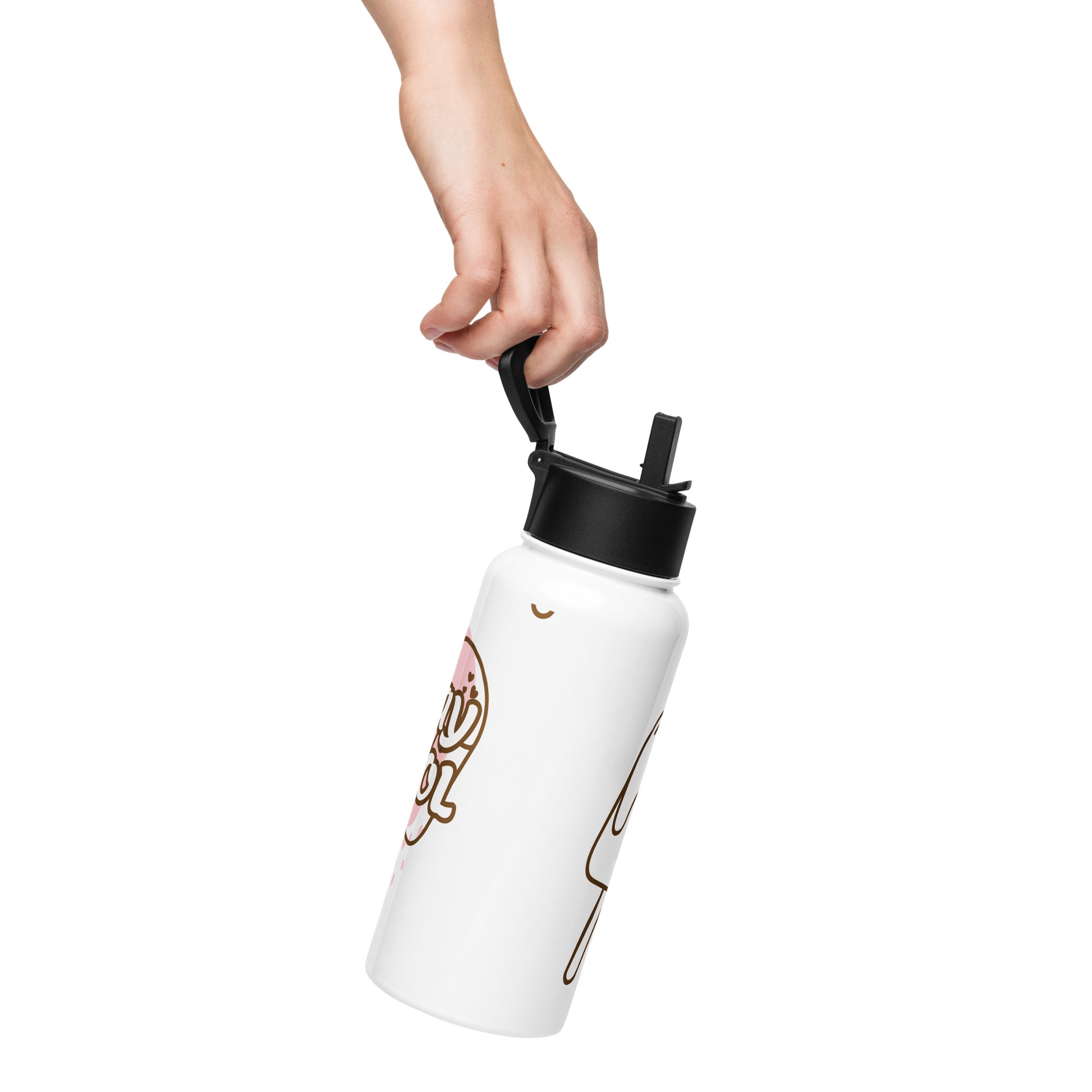 Stainless Steel Water Bottle with a Straw Lid.